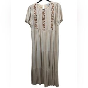 Polagram Tiered Embroidery Midi Dress